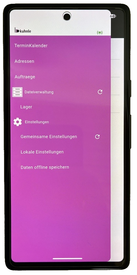 Screenshot aus der Kuhnle Mobile App
